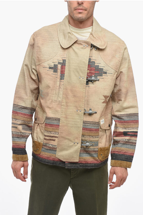 Fay Archive Cotton Saharan Jacket With Frogs In Neutral
