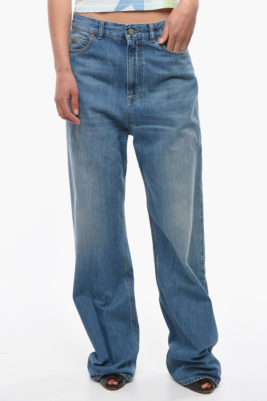 00s Archive Baggy Wide Denim Pants Faded Vintage B系 Streetwear Size 38