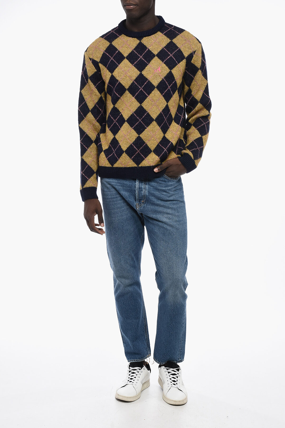 Awake New York Argyle Motif Crew-neck Sweater men - Glamood Awake New York Argyle Motif Crew-neck Sweater men - Glamood