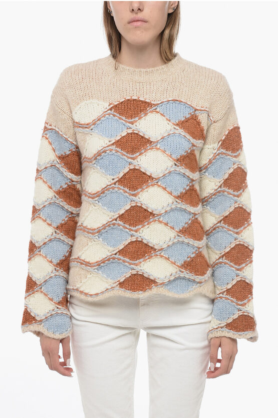 Shop Roberto Collina Argyle Motif Crew-neck Sweater