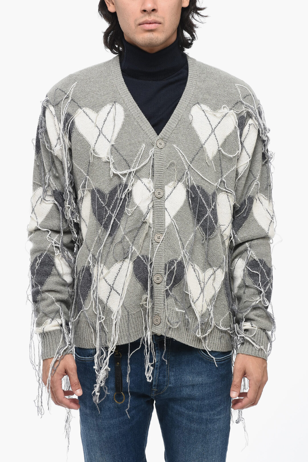 Charles Jeffrey Loverboy Argyle Motif V-neck Cardigan men