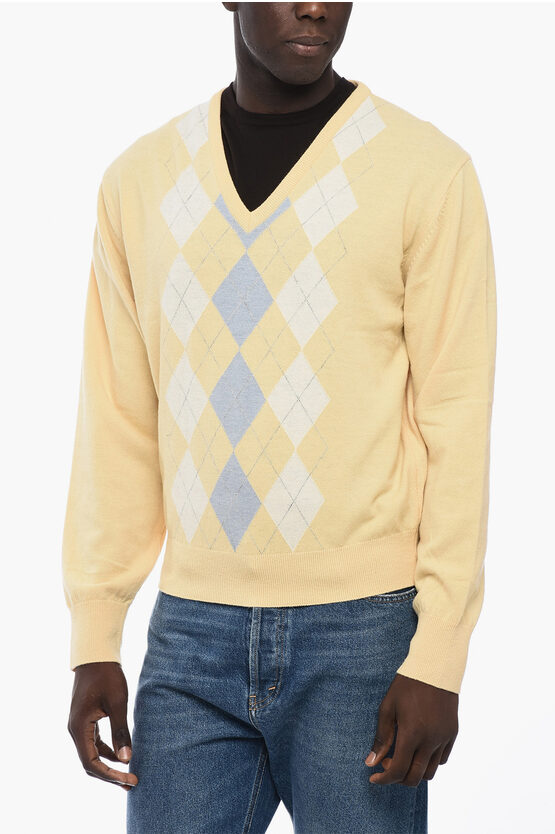 Shop Dunst Argyle Motif V-neck Sweater