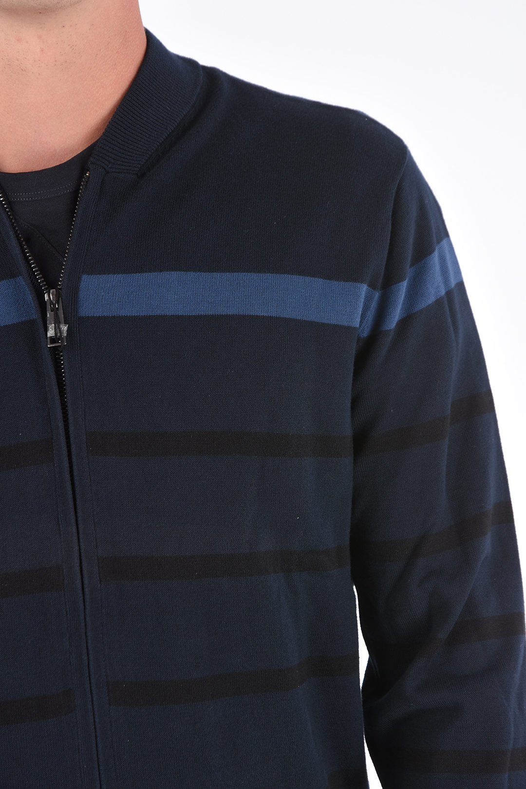 Armani ARMANI EXCHANGE full zip striped sweater men - Glamood Outlet