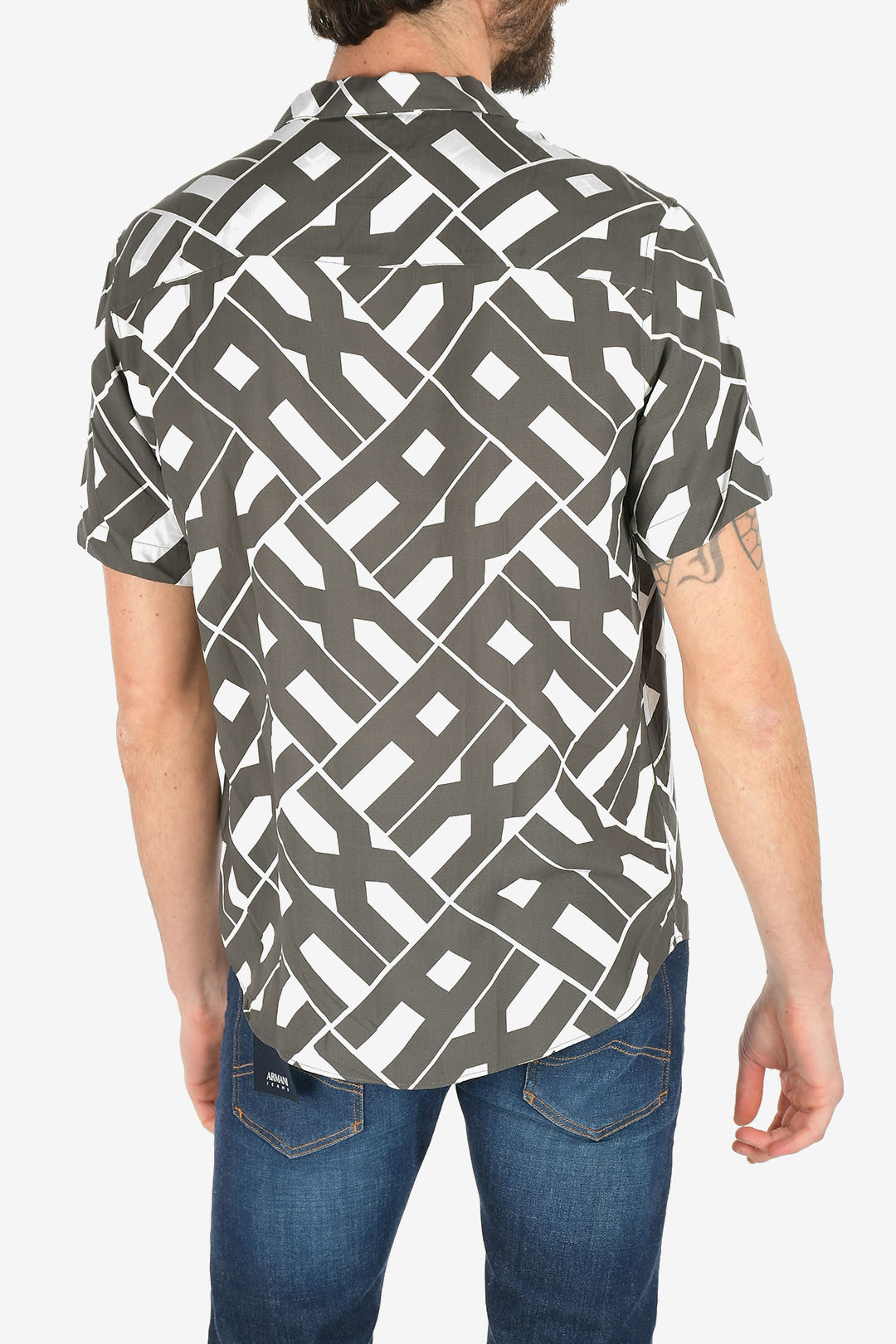 Armani ARMANI EXCHANGE Geometric Pattern Shirt with Short Sleeve men -  Glamood Outlet