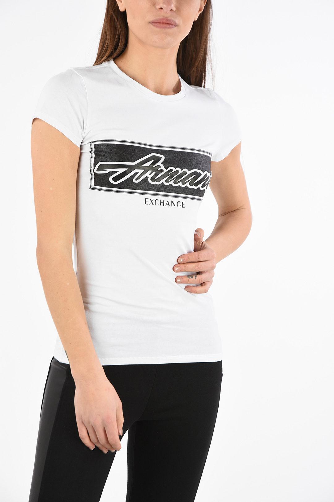 Armani ARMANI EXCHANGE Glitter Logo-Print T-shirt women - Glamood Outlet