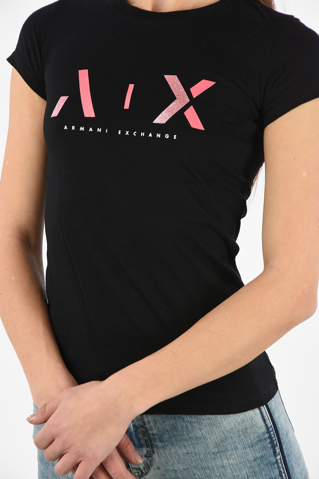 Armani ARMANI EXCHANGE Glitter Logo T-shirt women - Glamood Outlet