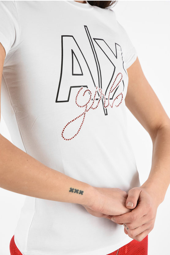 Armani ARMANI EXCHANGE Jersey Tshirt with rhinestone embellished women
