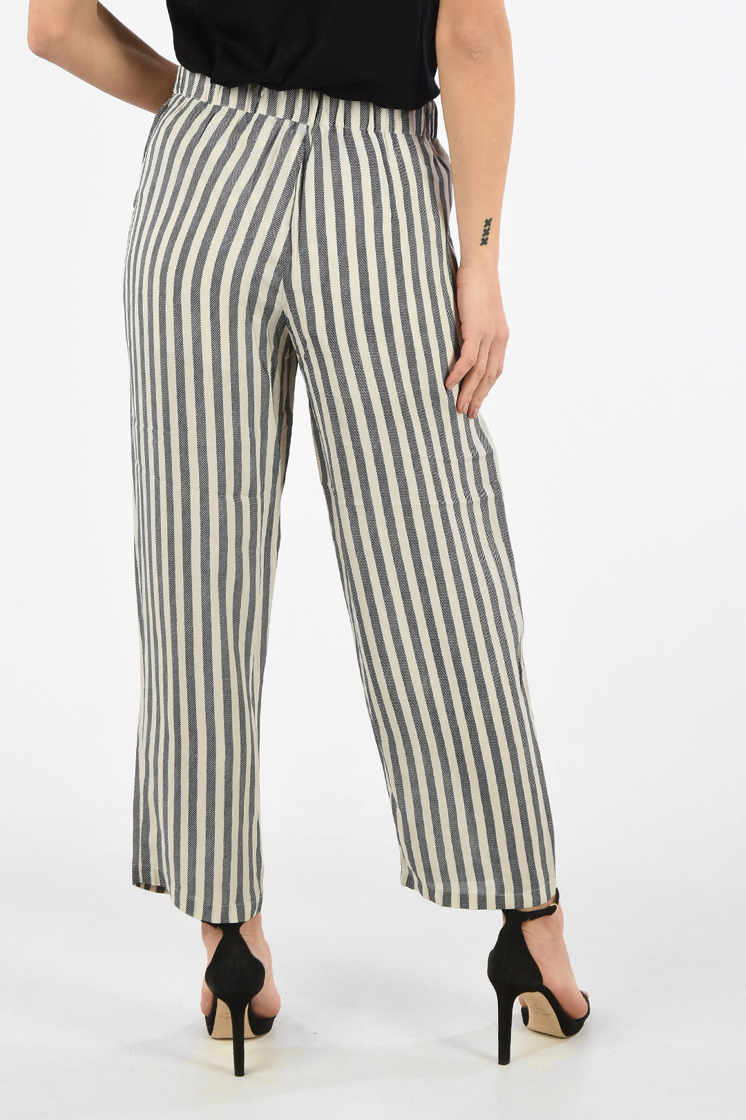 Armani exchange wide discount leg striped jean pants