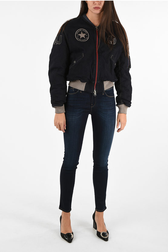 Armani ARMANI JEANS Cropped Denim Bomber with Patches women