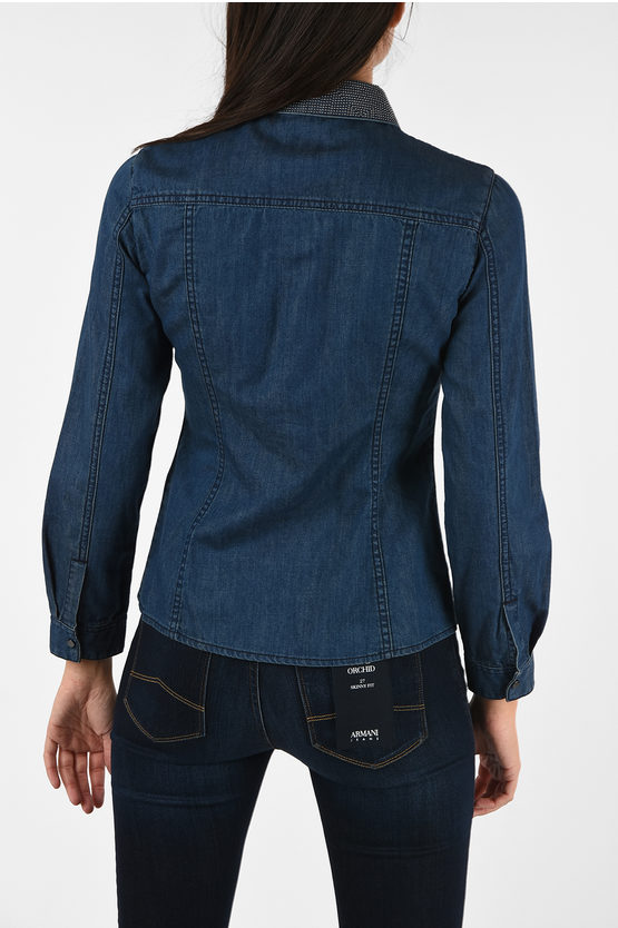 90s armani jeans スタンドカラー オフィサーシャツ マチ付き 90s armani jeans スタンドカラー オフィサーシャツ マチ付き