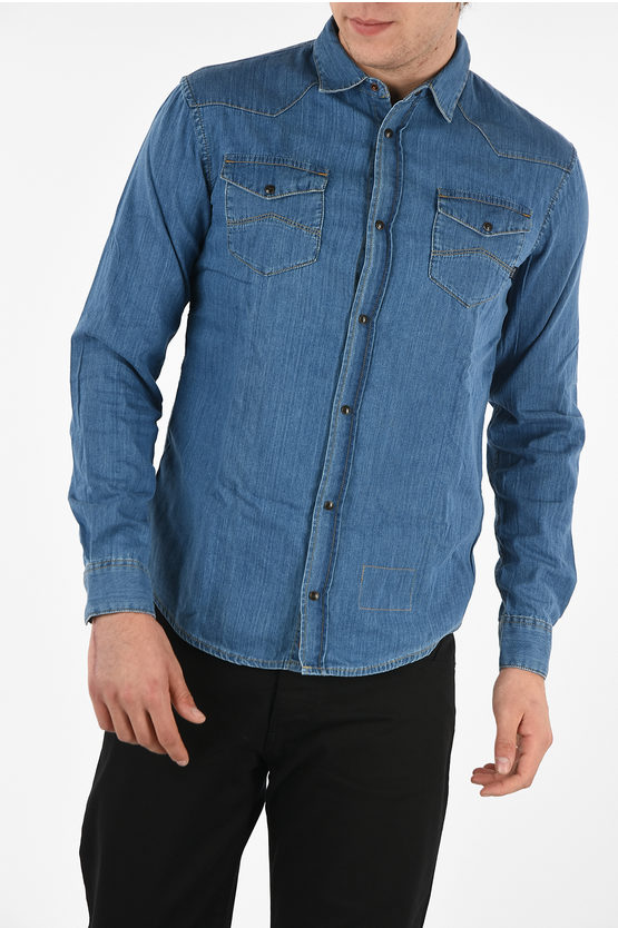 Armani denim shirt sale best sale