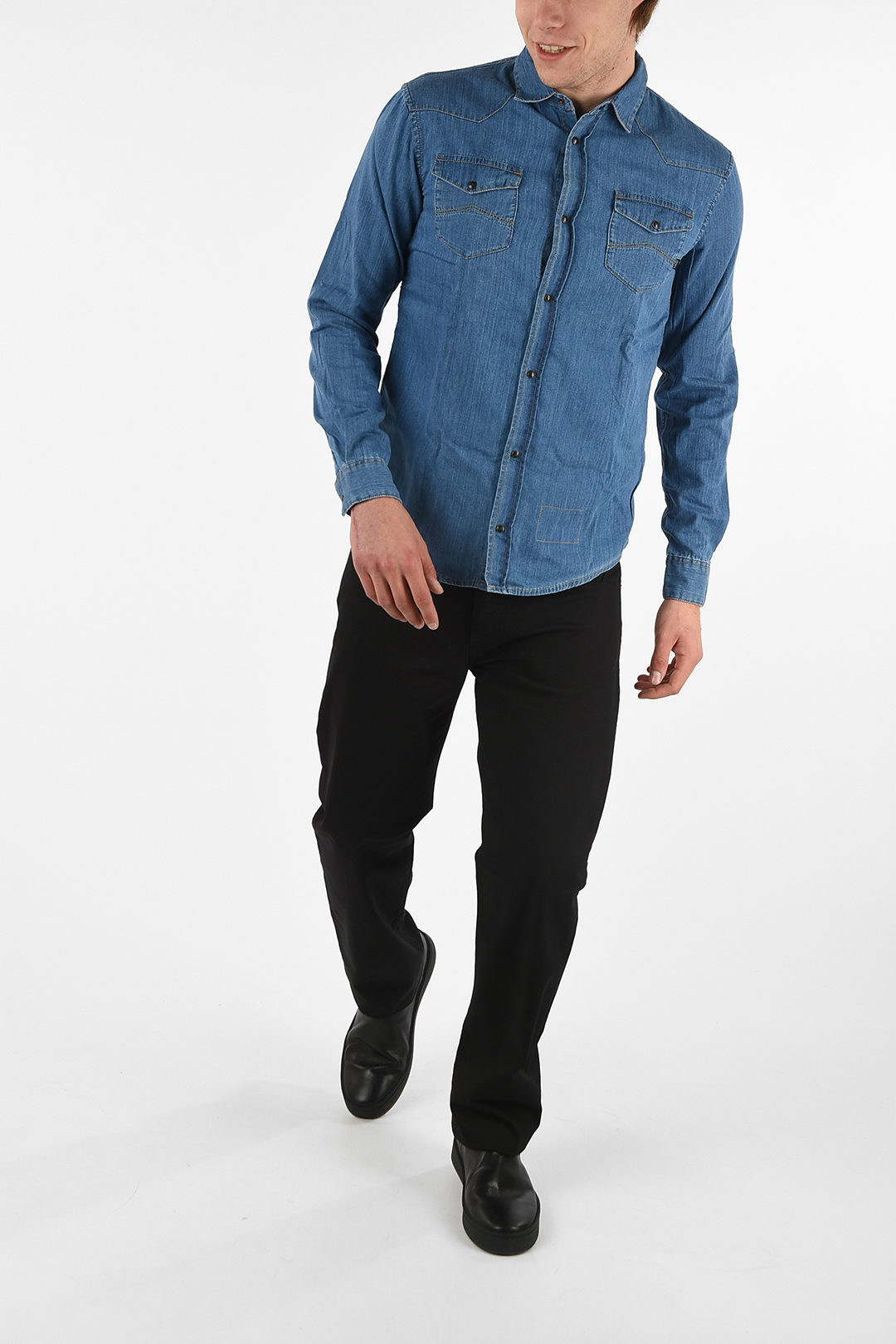 Emporio Armani Armani Denim Shirts Armani ARMANI JEANS Snap Button