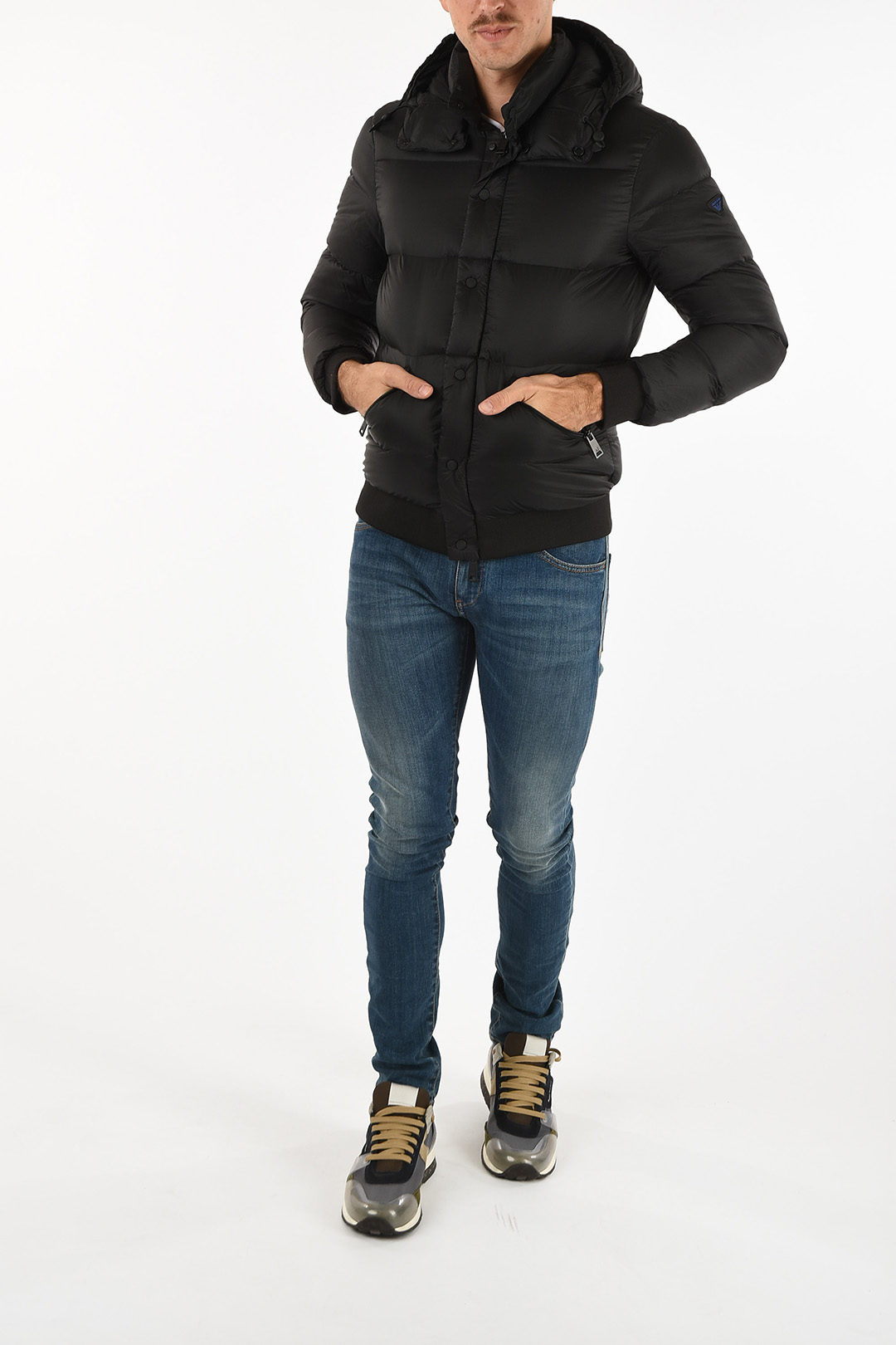 Armani ARMANI JEANS Waist Length Windowpane Check Down Jacket men