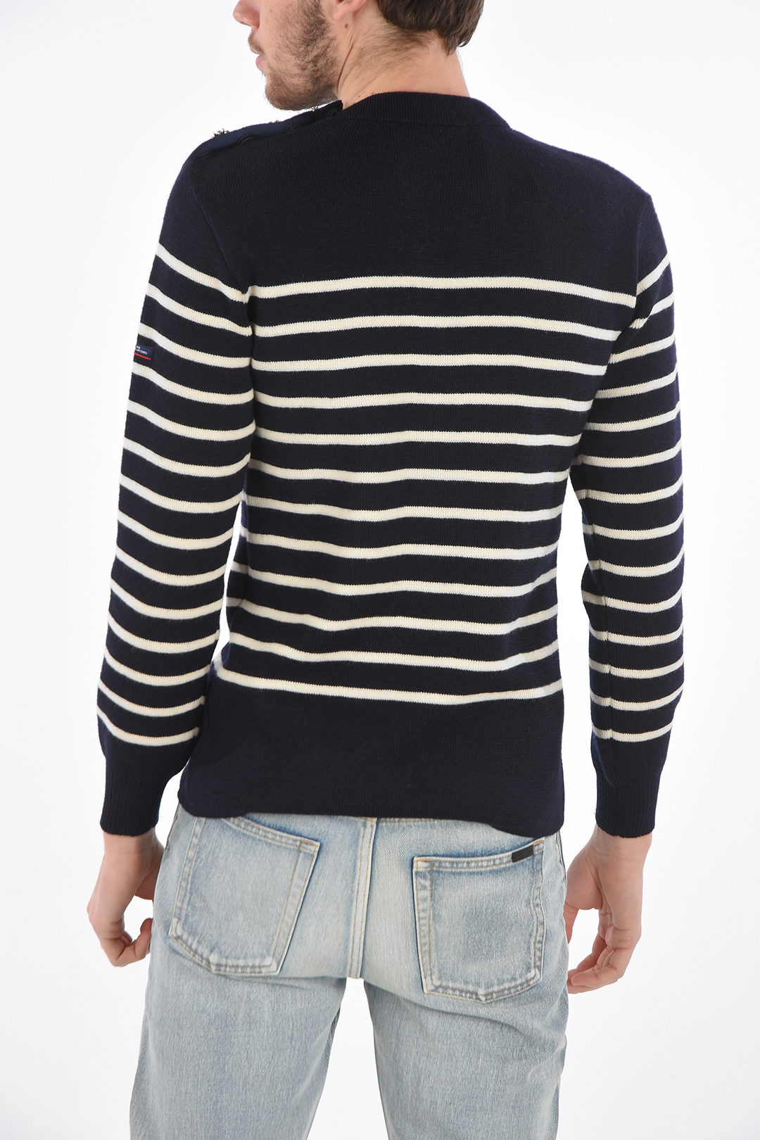 ARMOR LUX X THE BRETON awning striped crew-neck sweater with jewel