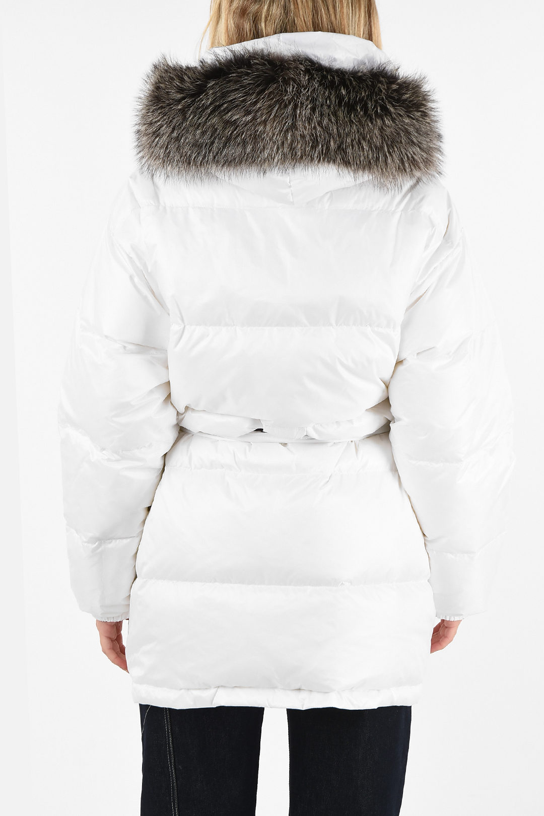 Yves Salomon ARMY Double Down Jacket with Fox Fur Hood Trimming women ...