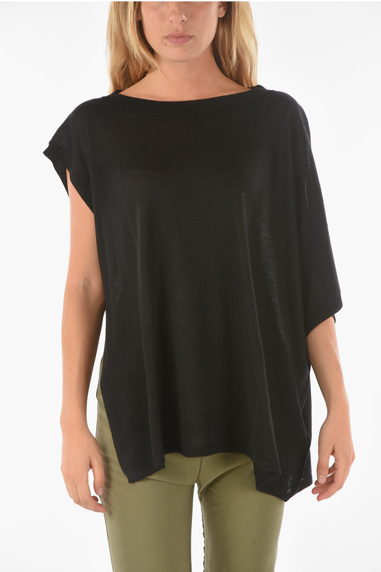 Ixos Asymmetical Curlin Short-sleeve Sweater In Black