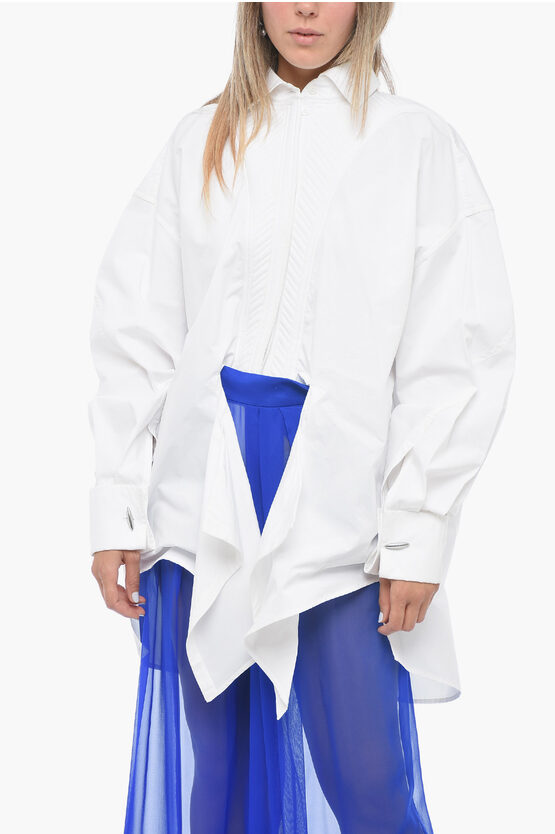 Shop Mugler Asymmetric Bodysuit-shirt With Quilted Detail