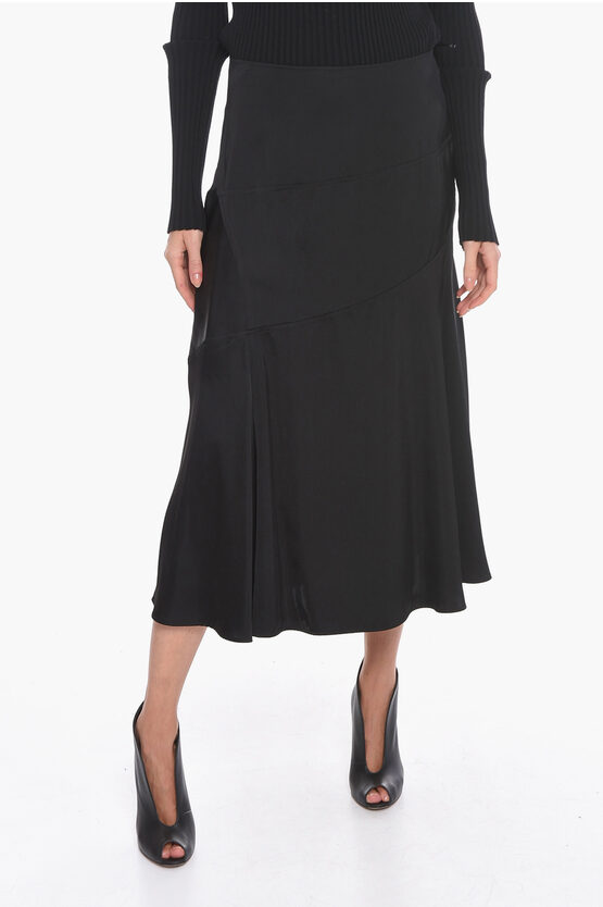 Jil Sander Asymmetric Flared Midi Skirt In Black
