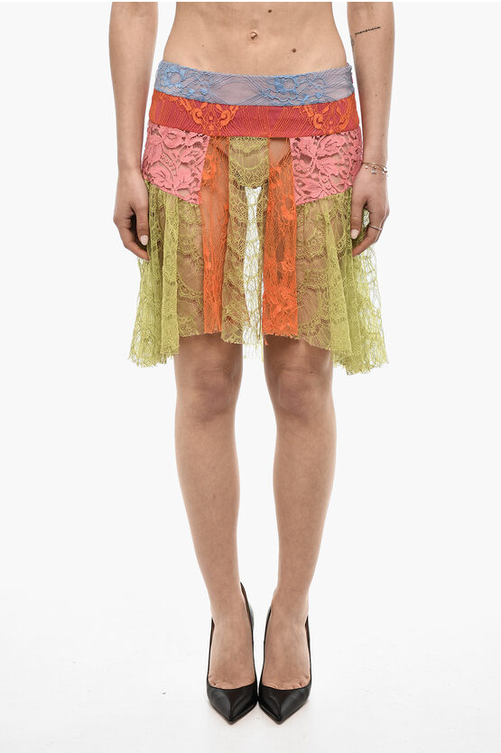Dsquared2 Asymmetric Lace Skirt Patchwork