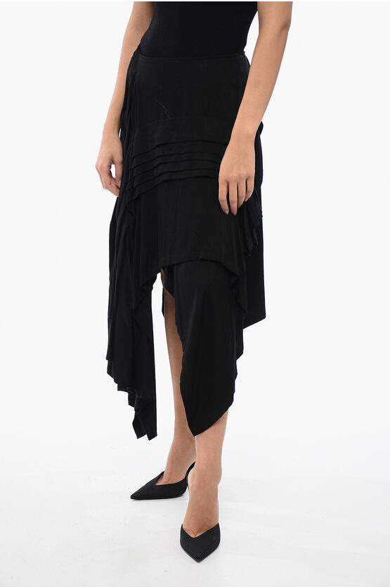 YOHJI YAMAMOTO ASYMMETRIC MULTI LAYER SKIRT WITH PLEATED DETAIL 