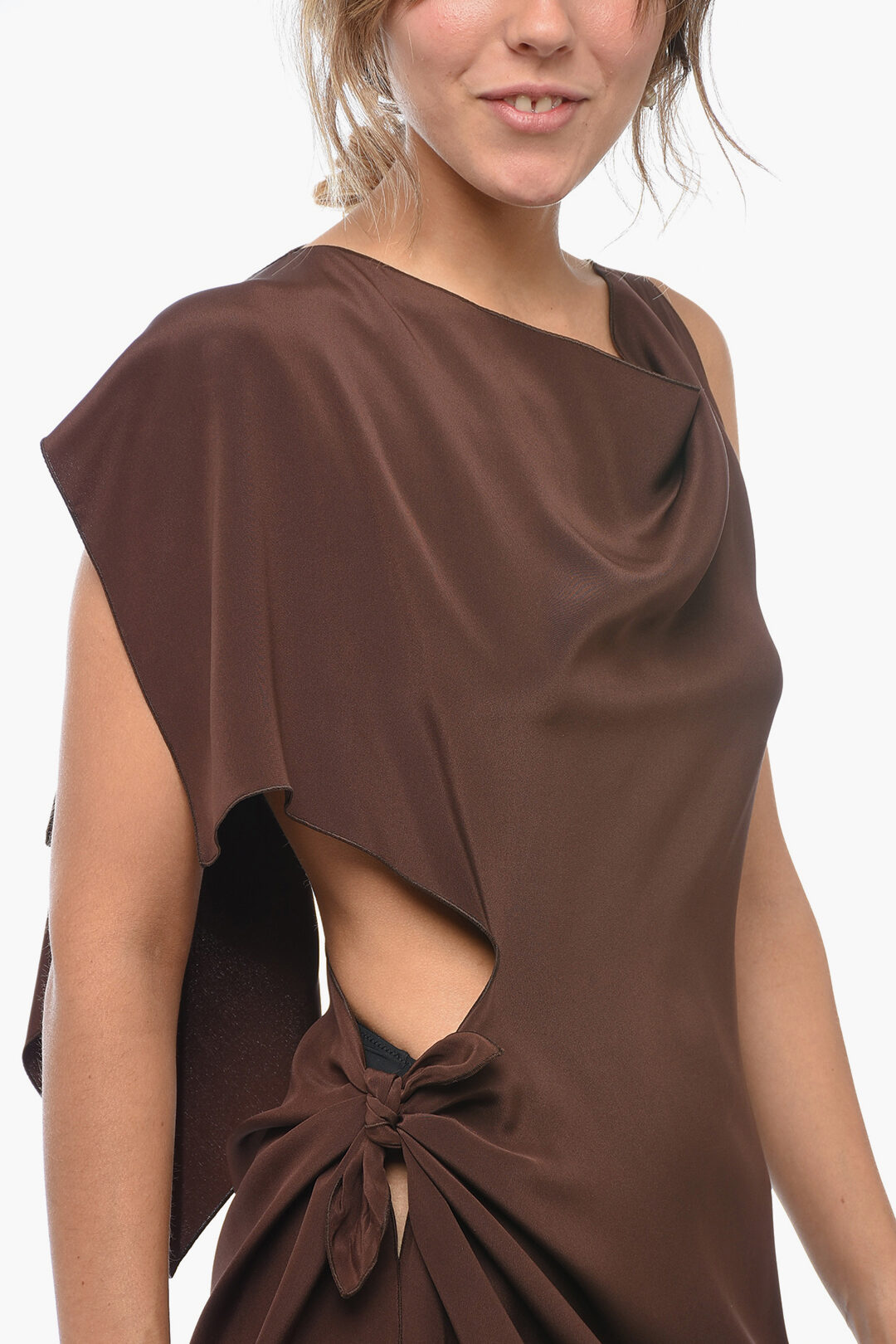 Stephan Janson Asymmetric PARIS Silk Dress with Ostrich Feathered 