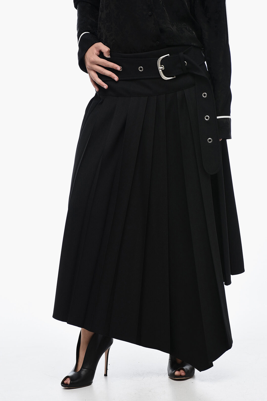 Asymmetric belt skirt best sale