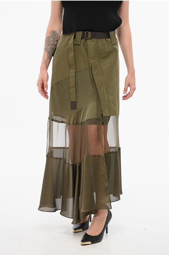 【sacai】Asymmetrical Hem Skirt Sacai Asymmetric Pleated Skirt | Black | FARFETCH