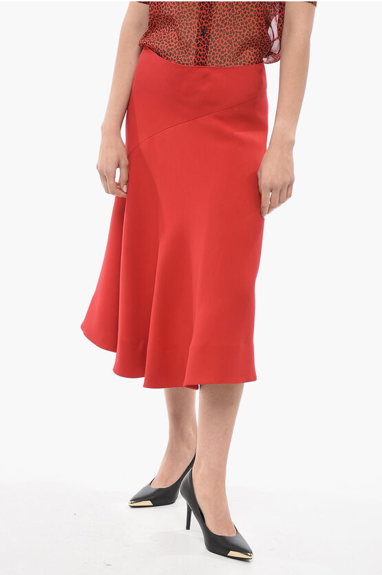 Marni Asymmetric Wool And Silk Midi Skirt In Red