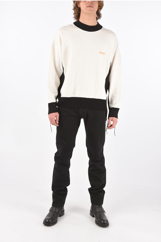 AMBUSH ロコハッチクルネックTシャツ BMAA050S22JER001 0184 Ambush asymmetrical crew-neck sweatshirt with knitted parts