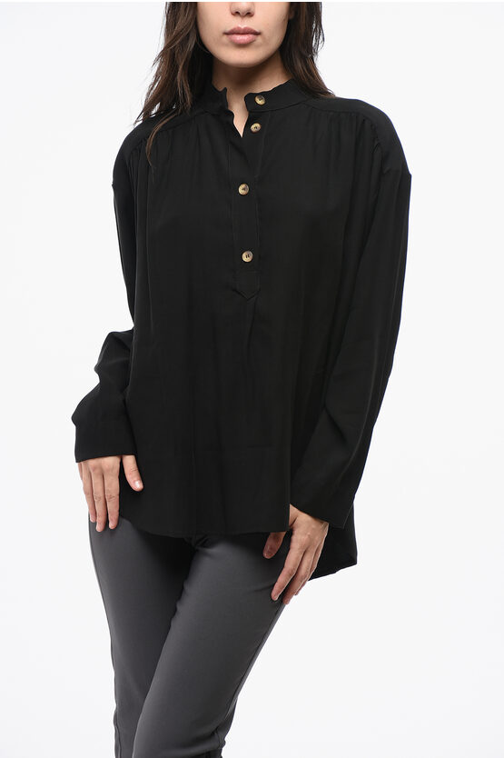 Oblo Unique Asymmetrical Cut Gabardine Cotton Shirt