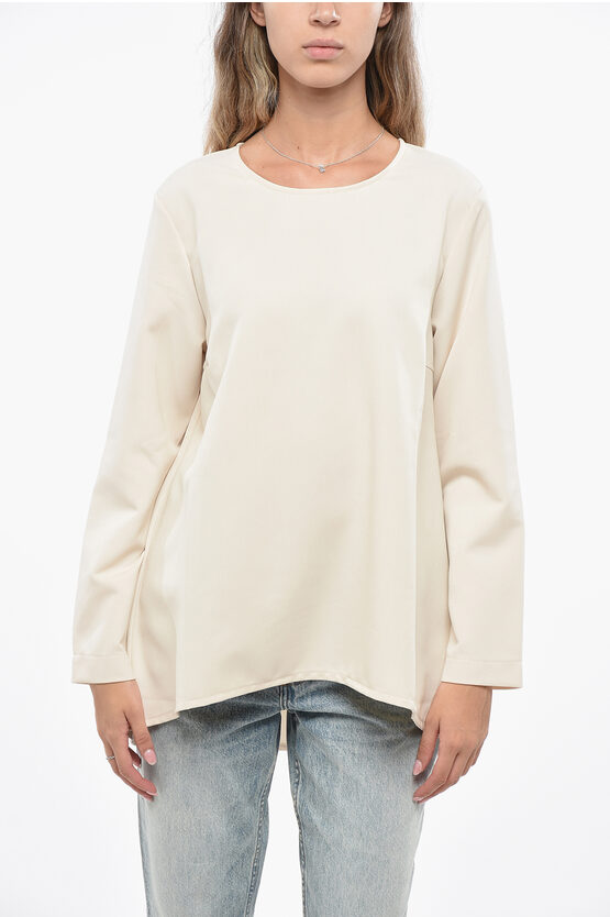Oblo Unique Asymmetrical Cut Oversized Blouse In Neutral