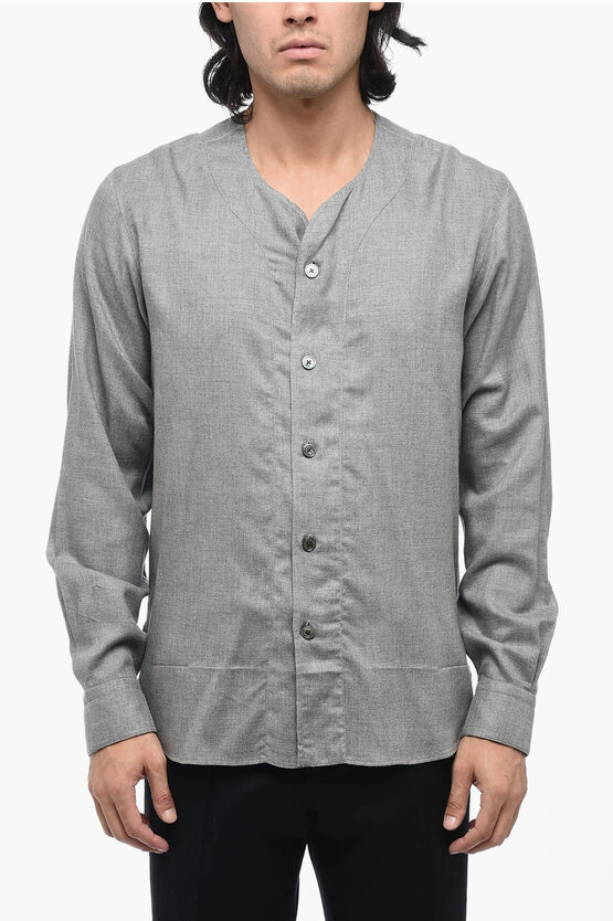 Shop Salvatore Piccolo Asymmetrical Cut Shirt With V-neck