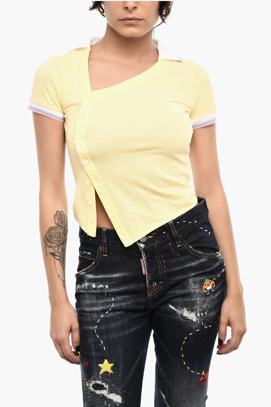 Dsquared2 Asymmetrical Cut Top With Polo Neck In Yellow