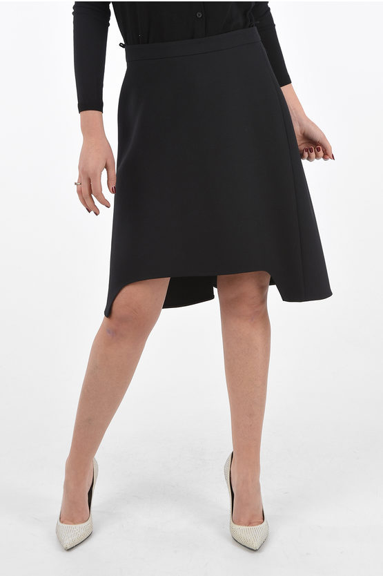 Alexander Mcqueen Asymmetrical Midi Skirt With Pleated Detail In Black