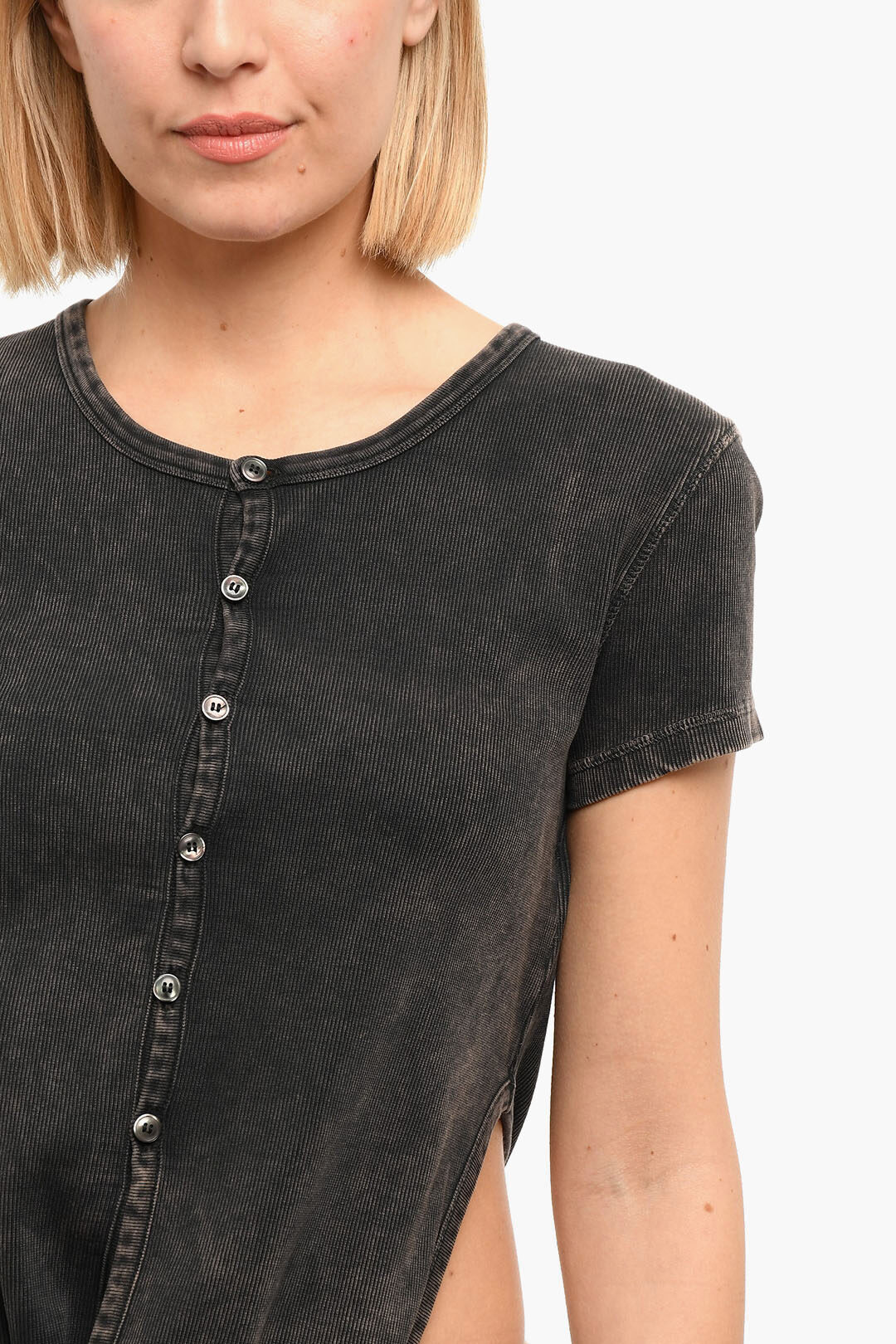 tシャツ belt design sholder damege tops レディース メンズ Diesel Asymmetrical T-HOLDY T-shirt with Belt women