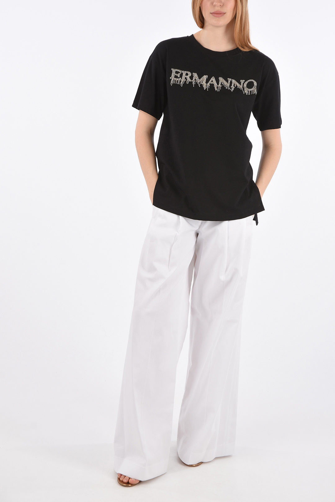 Ermanno Scervino Asymmetrical T-Shirt with Jewel Logo women
