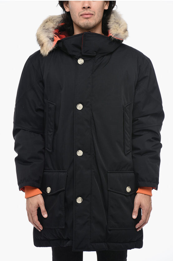 WOOLRICH REVERSIBLE ATLANTIC PARKA WITH FUR HOOD 