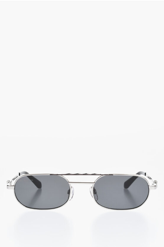 Off-white Aviator Baltimore Sunglasses With Oval Lenses In Gray