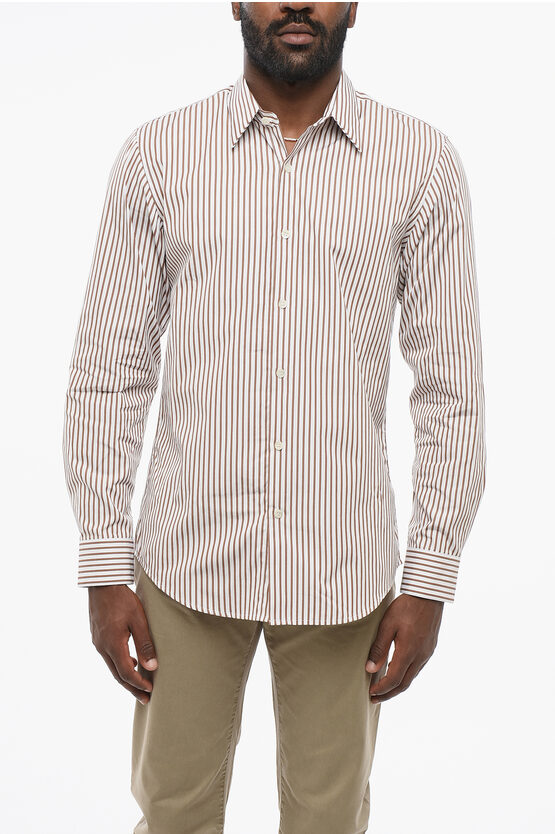 Dries Van Noten Awning Patterned Popeline Cotton Shirt In Pink