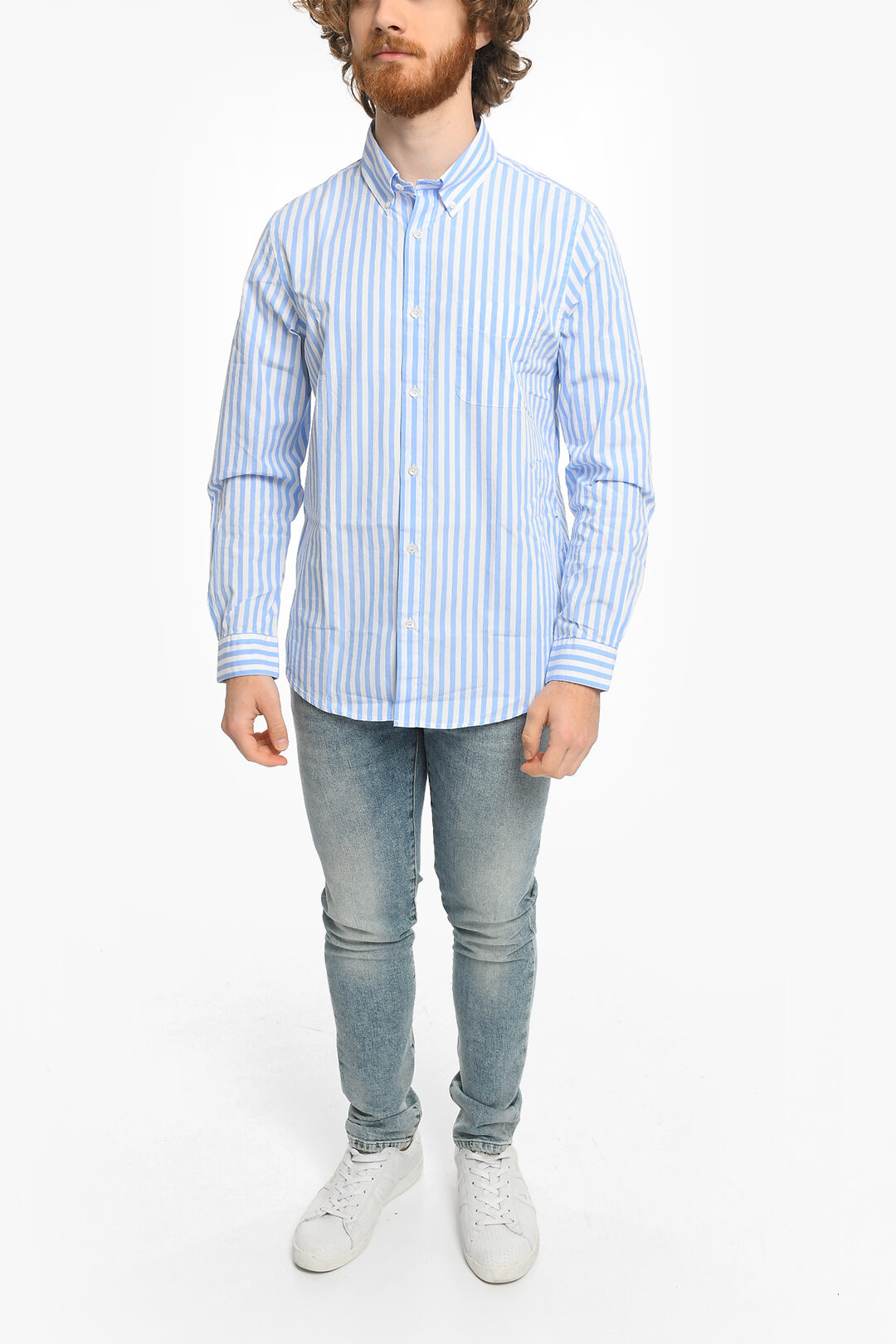 Harmony Awning Striped ButtonDown Collar Shirt with Breast Pocket men Glamood Outlet