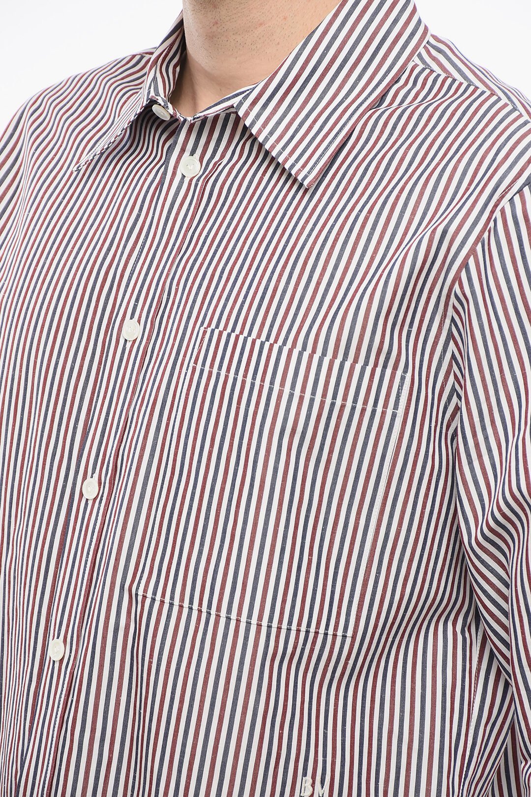 0000~COUTURE Wrinkle Free Cotton Shirt with Awning Stripes Pattern main image 0