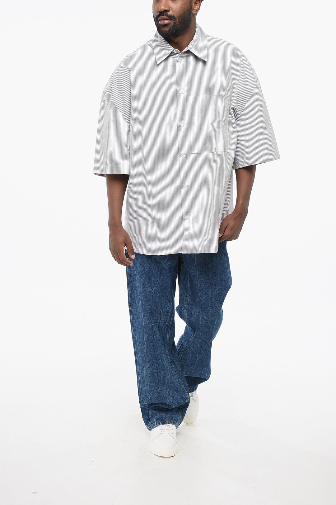 0401~Awning Striped Spread Collar Shirt main image 0