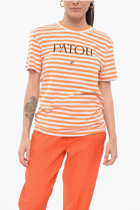 Patou Awning Striped Cotton T-shirt With Printed Logo