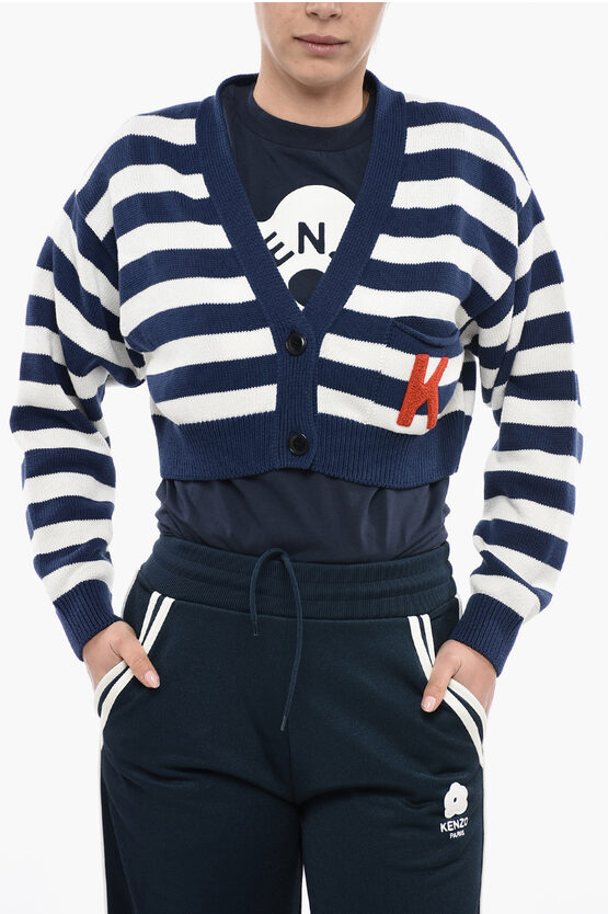 Shop Kenzo Awning Striped Nautical Cropped Fit Cardigan