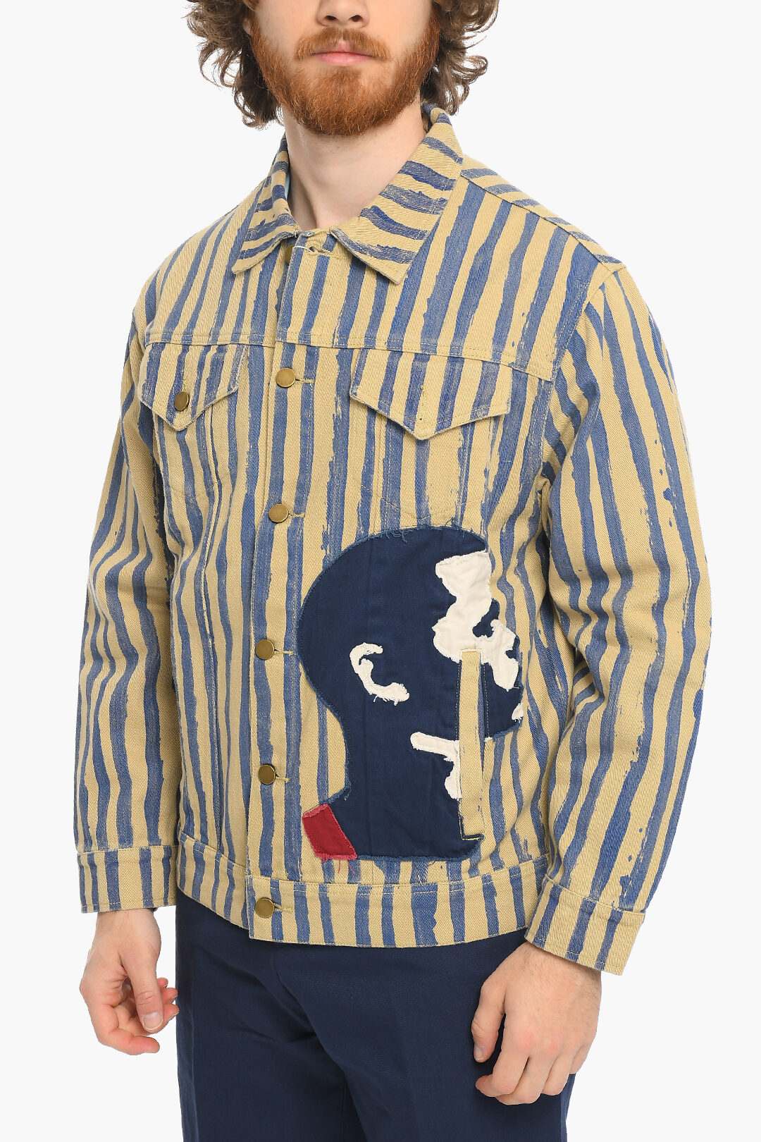 KidSuper Awning Striped Overshirt with Golden Buttons men - Glamood Outlet