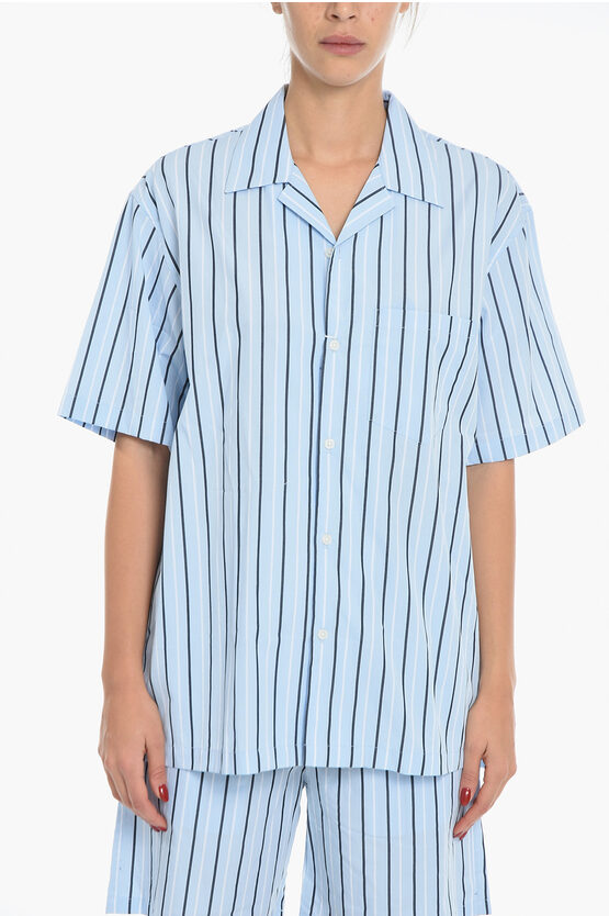 Samsoe & Samsoe Awning Striped Oversized Emerson Shirt In Blue