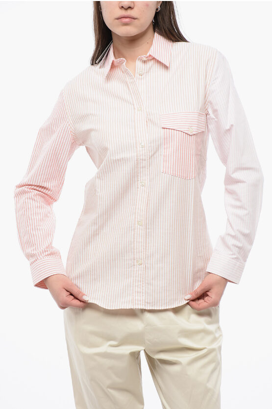 Woolrich Awning Striped Oxford Cotton Shirt With Breast-pocket
