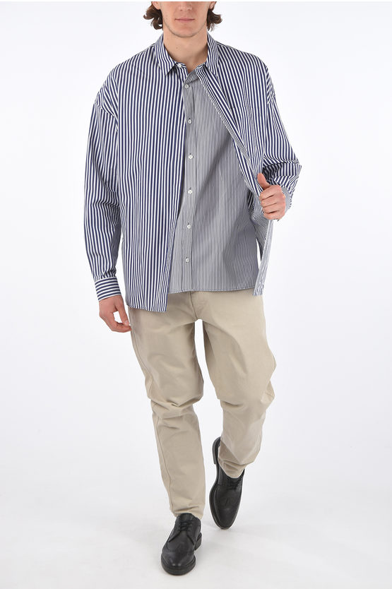 Awning Striped Shirt with 2-layered Front