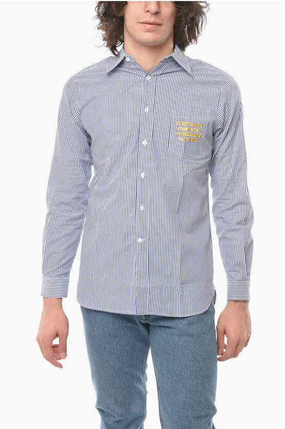 Cheerfool Awning Striped Shirt With Embroidery On The Breast Pocket In Multi
