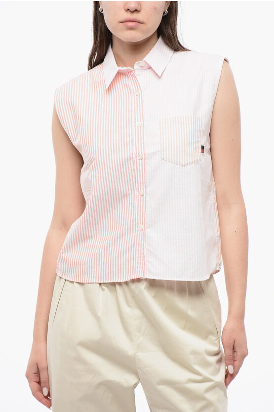 Woolrich Awning Striped Sleeveless Shirt With Breast-pocket